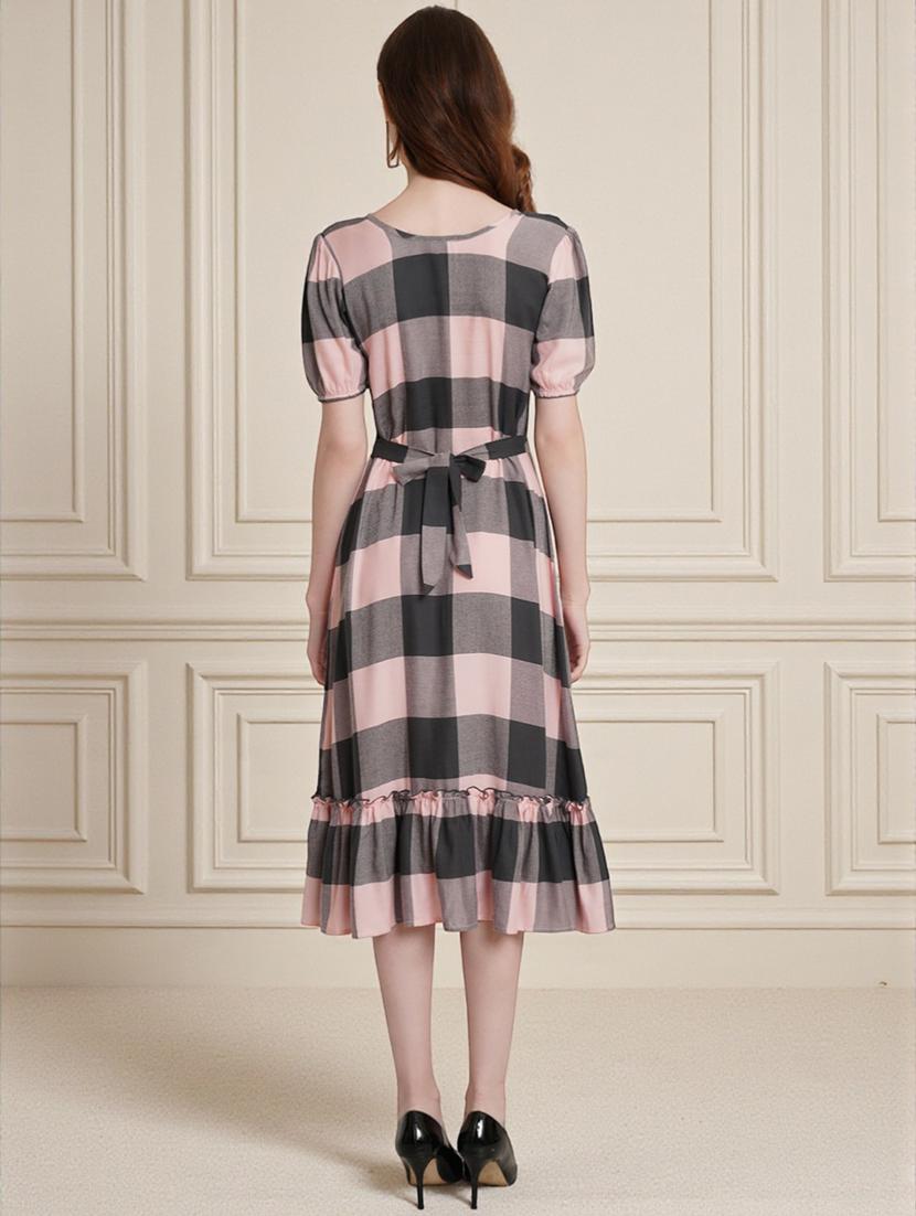 multi colored rayon aline dress - 22026059 - Standard Image - 4