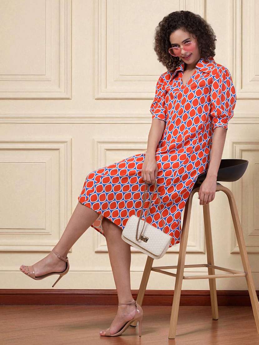 orange rayon aline dress