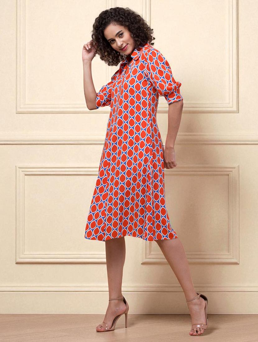 orange rayon aline dress - 22026060 - Standard Image - 1