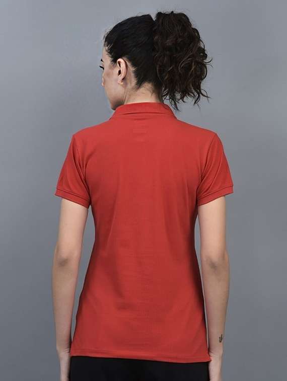 women solid short sleeve polo t-shirt - 22026068 -  Standard Image - 1