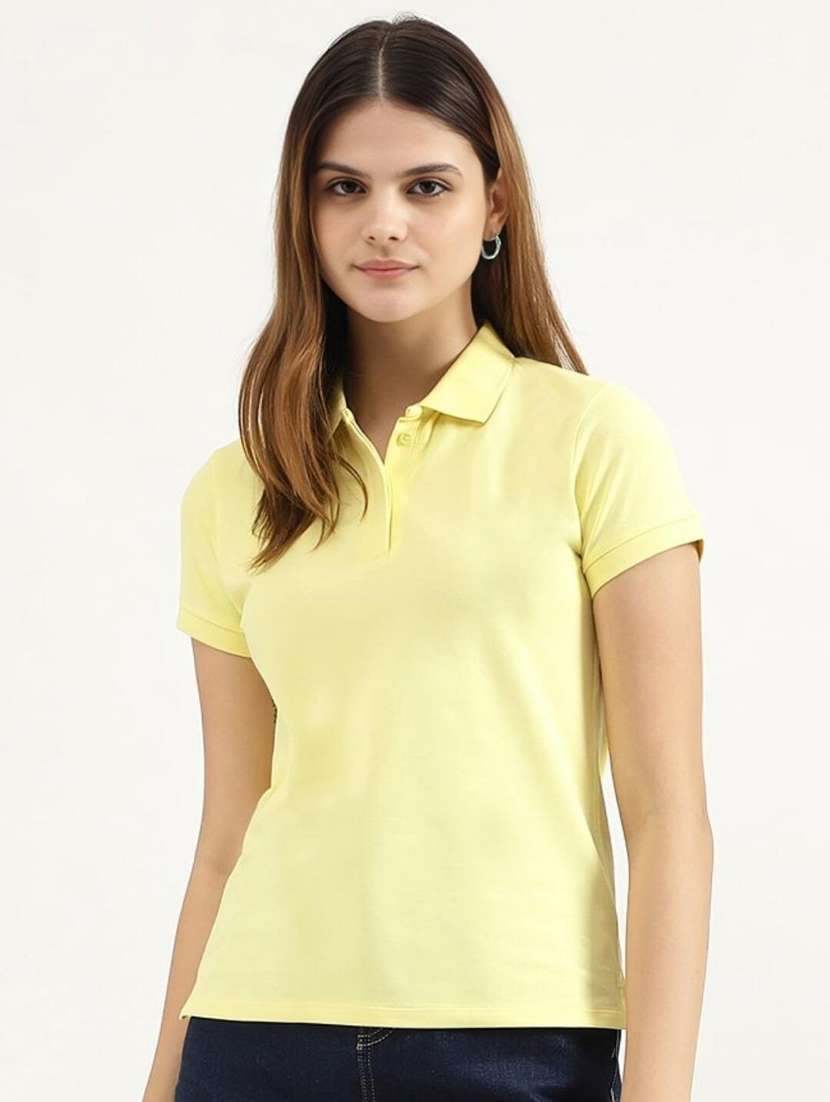 women solid short sleeve polo t-shirt