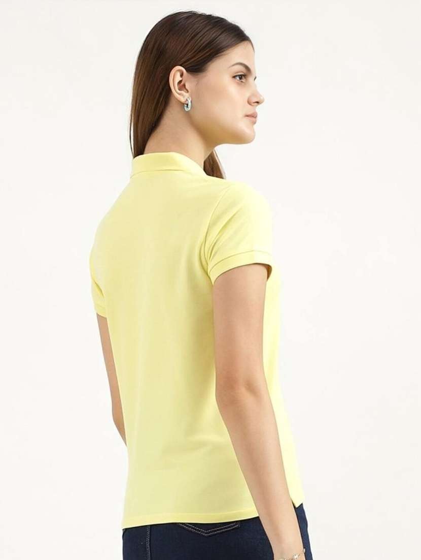 women solid short sleeve polo t-shirt - 22026081 -  Standard Image - 1