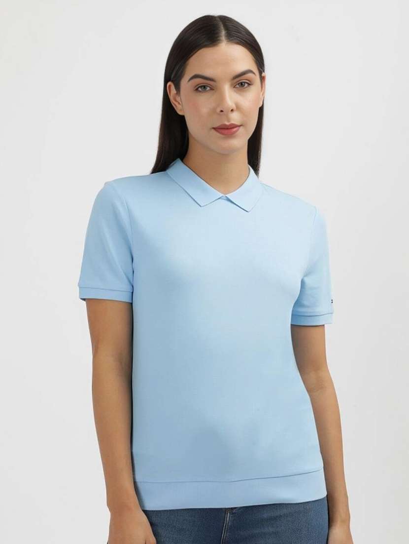 women solid short sleeve polo t-shirt