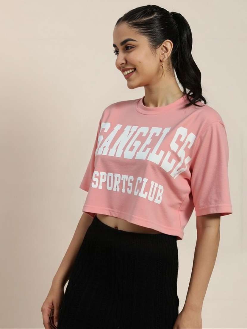 women printed short sleeve crop t-shirt - 22026112 -  Standard Image - 1