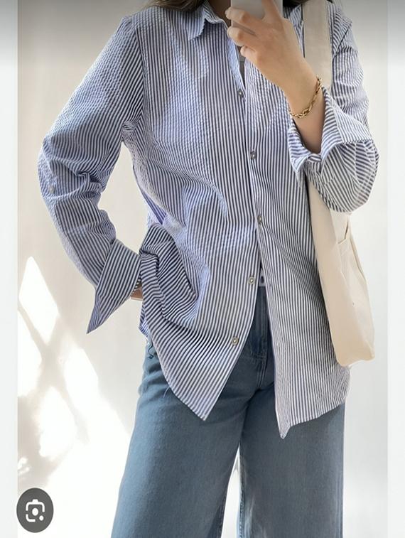 blue cotton blend regular shirt - 22026143 - Standard Image - 1