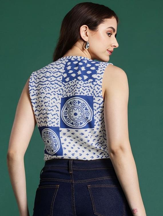 women printed sleeveless crop vest top - 22026172 - Standard Image - 1