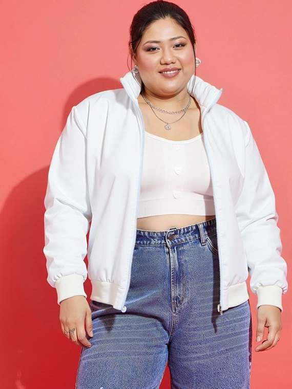 women solid long sleeve windcheater jacket - 22026192 -  Standard Image - 1