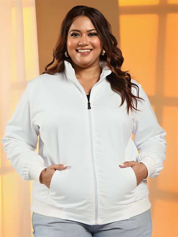 women solid long sleeve windcheater jacket - 22026194 - Standard Image - 1