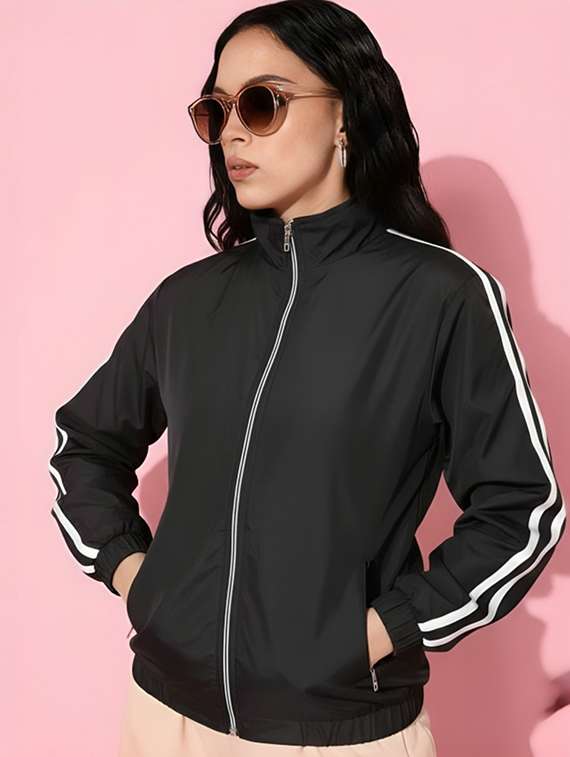 women tapered long sleeve windcheater jacket