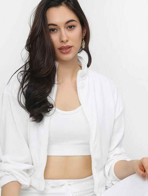 women solid long sleeve windcheater jacket - 22026196 -  Standard Image - 0