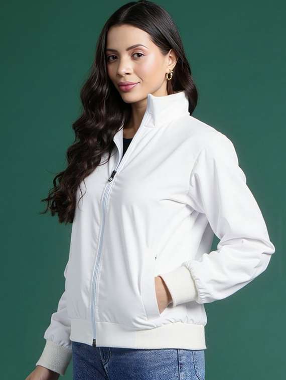 women solid long sleeve windcheater jacket - 22026198 - Standard Image - 1
