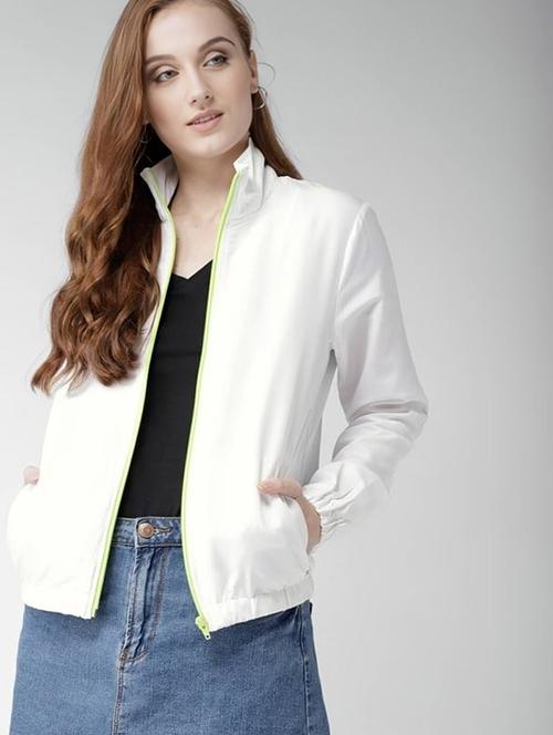 women solid long sleeve windcheater jacket - 22026200 -  Standard Image - 0