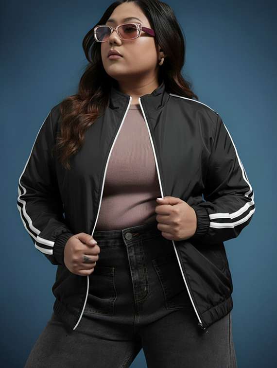 women tapered long sleeve windcheater jacket - 22026201 - Zoom Image - 0