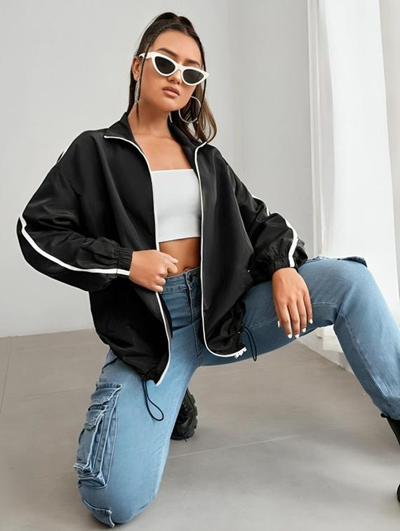 women tapered long sleeve windcheater jacket - 22026203 - Standard Image - 1