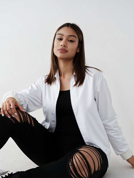 women solid long sleeve windcheater jacket - 22026206 - Standard Image - 1