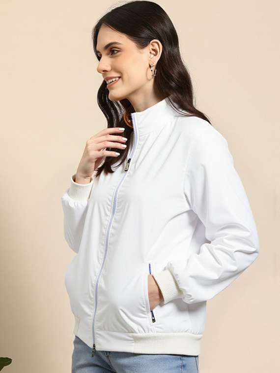 women solid long sleeve windcheater jacket - 22026208 - Standard Image - 1