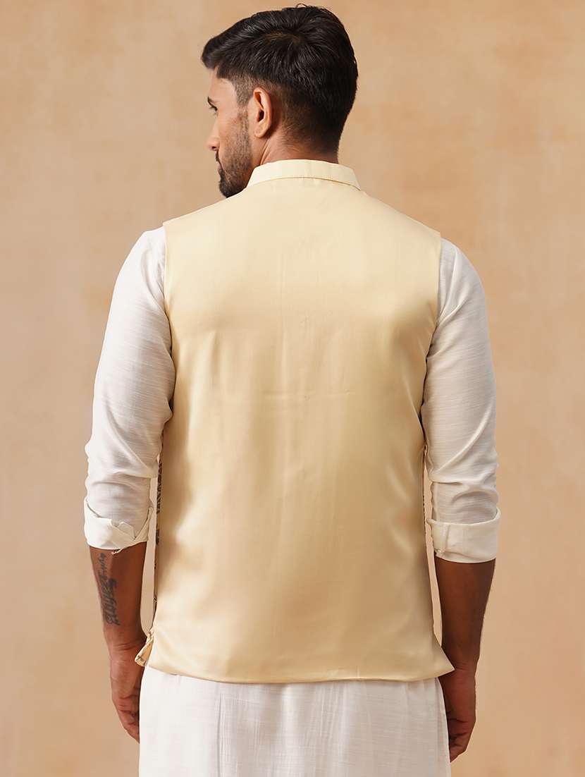 men floral mandarin neck regualr fit nehru jacket - 22026235 -  Standard Image - 4