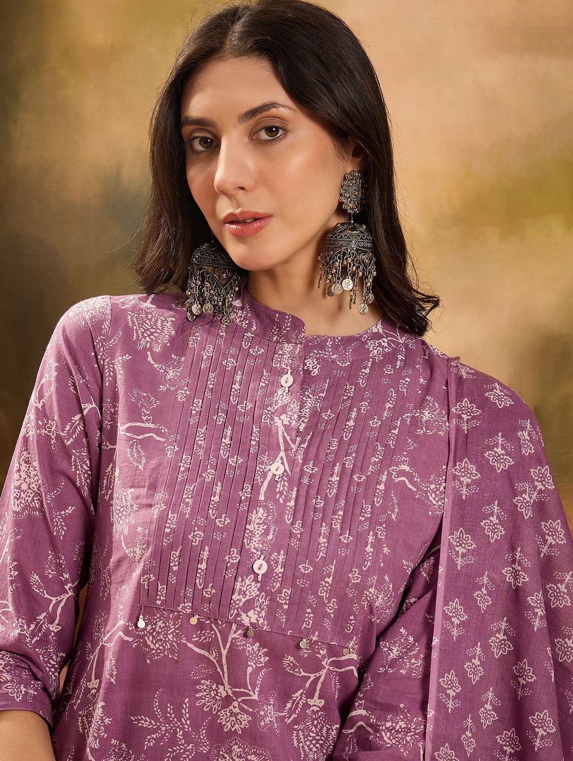 women printed three quarter sleeve kurta pant with dupatta set - 22026266 - Standard Image - 4