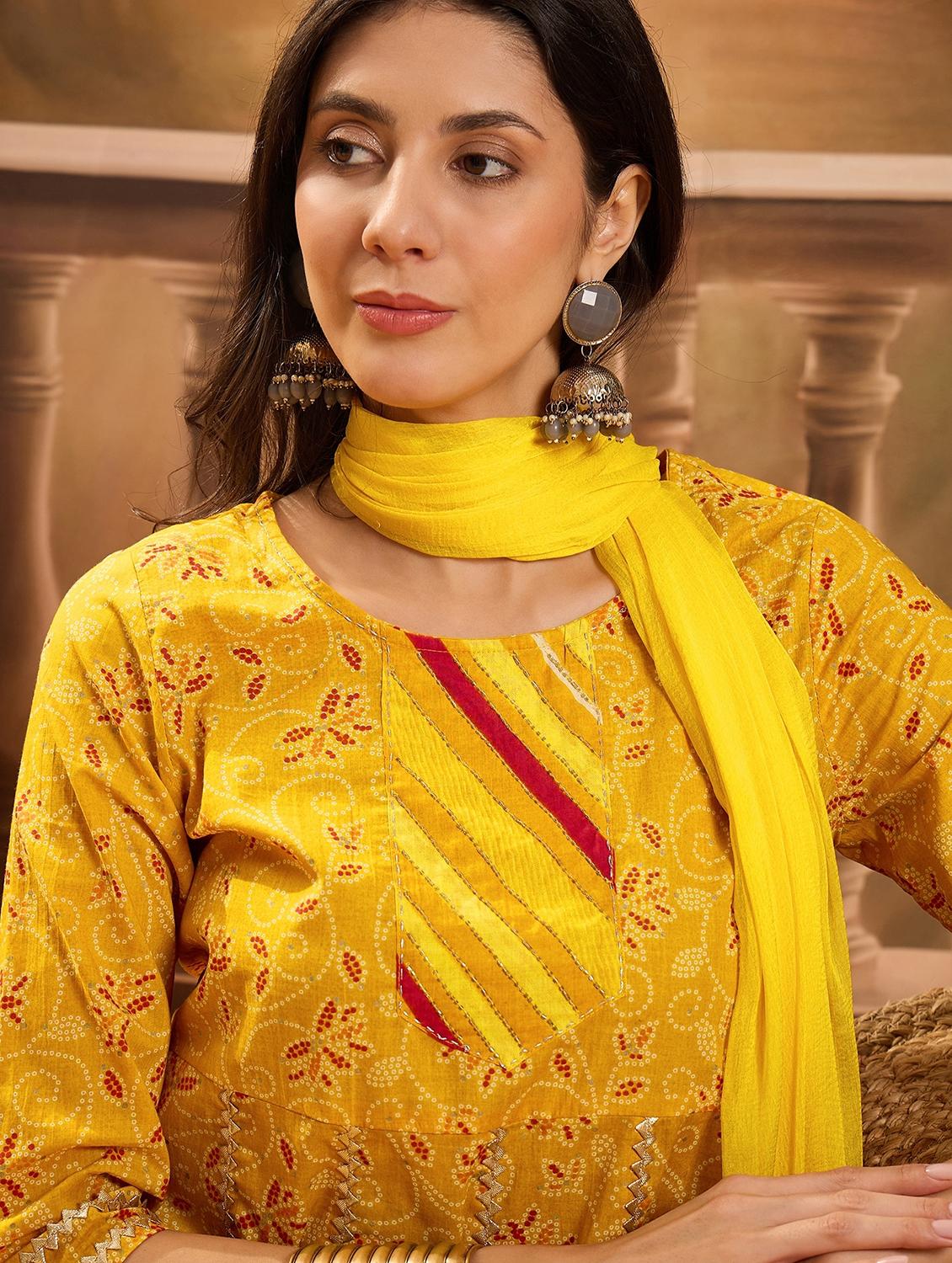 women printed three quarter sleeve kurta pant with dupatta set - 22026293 - Standard Image - 4