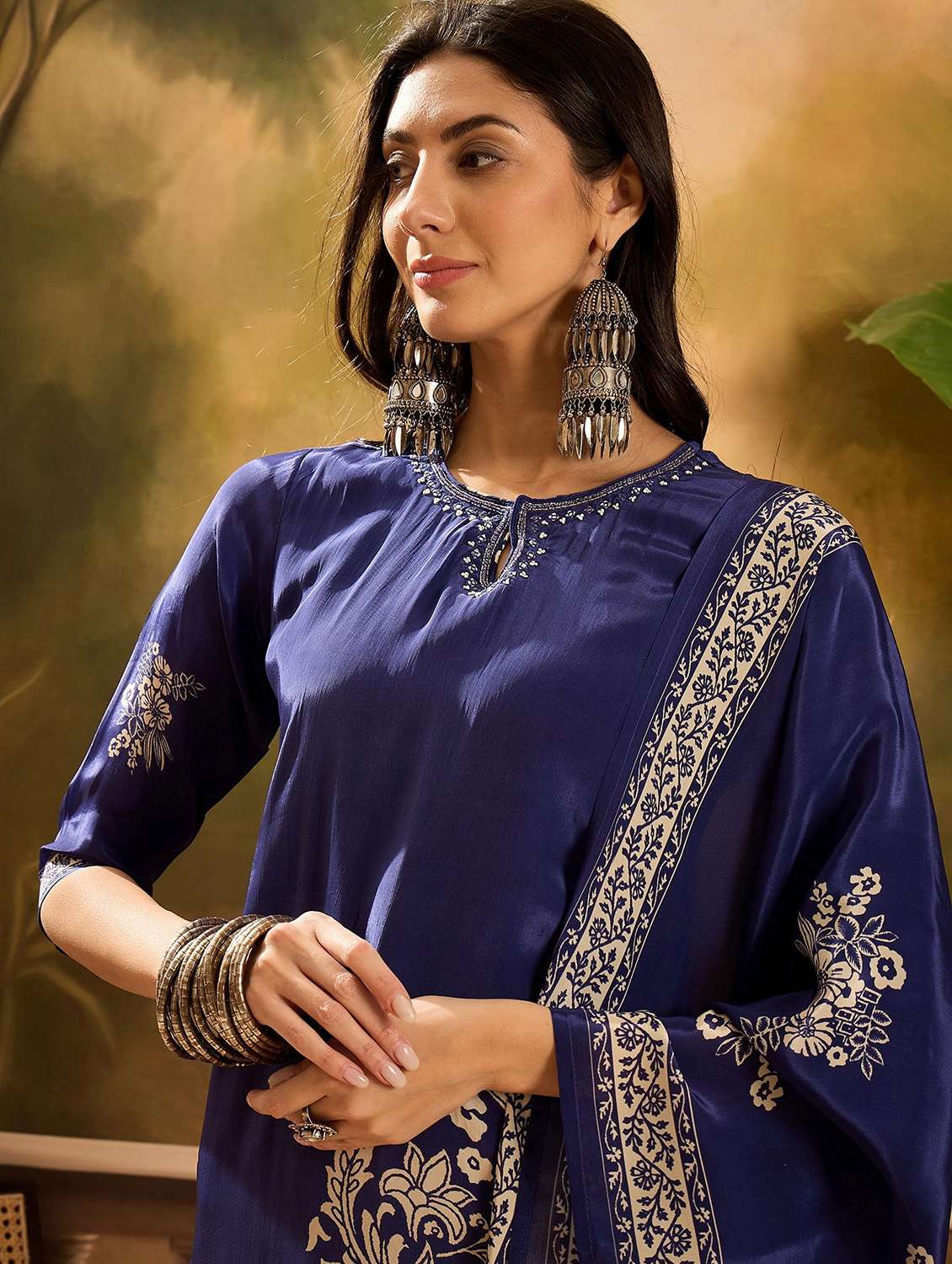 women floral printed three quarter sleeve kurta pant with dupatta set - 22026312 - Standard Image - 4
