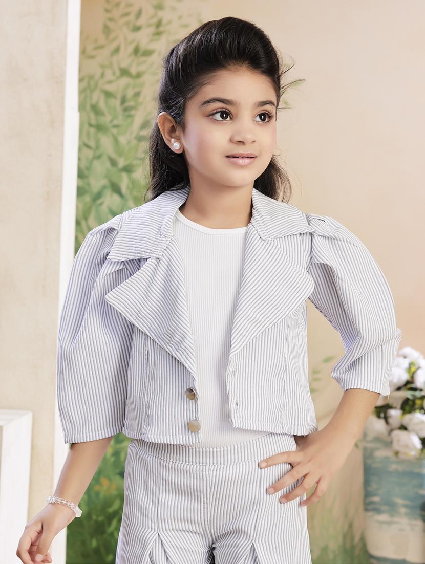 girls striped top & trouser co-ord set - 22026325 -  Standard Image - 1