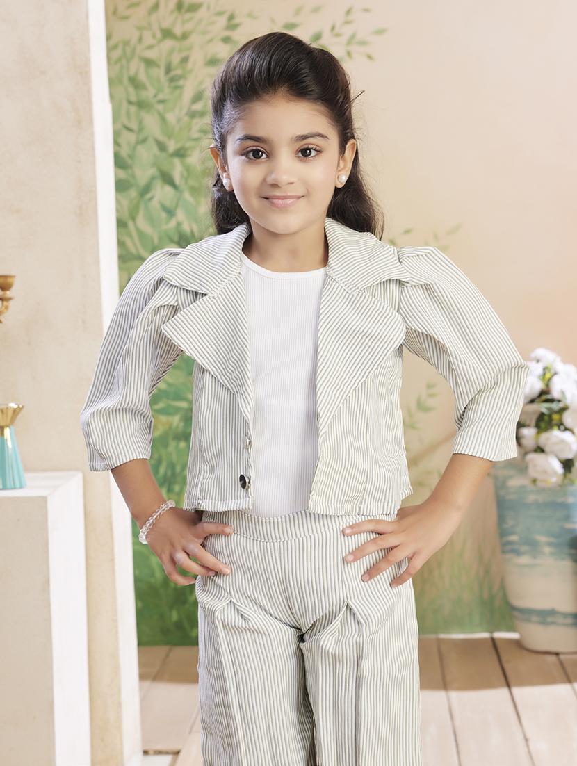 girls striped top & trouser co-ord set - 22026326 -  Standard Image - 1