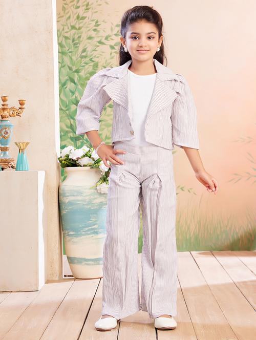 girls striped top & trouser co-ord set - 22026327 -  Standard Image - 0