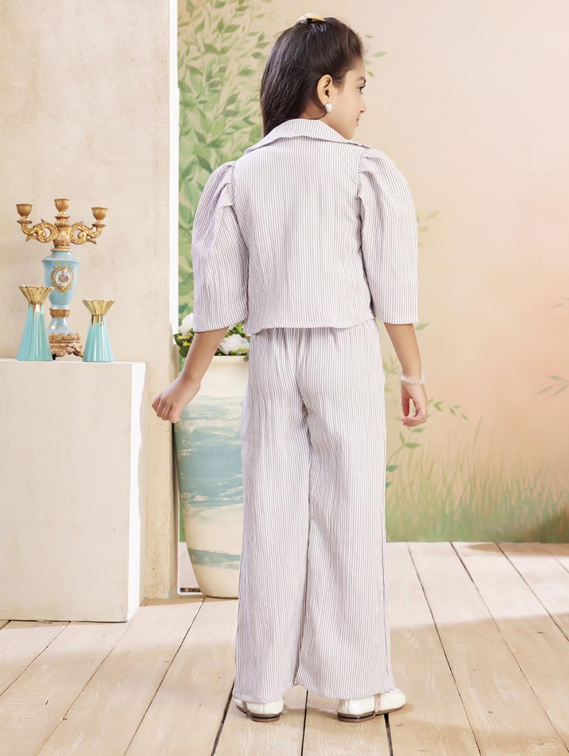 girls striped top & trouser co-ord set - 22026327 - Standard Image - 4