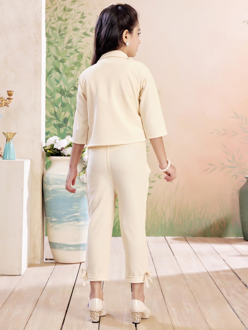 girls solid top & trouser co-ord set - 22026328 - Standard Image - 4
