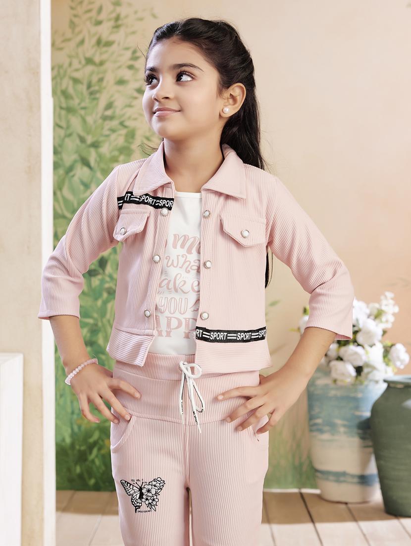 girls solid top & trouser co-ord set - 22026329 - Standard Image - 4