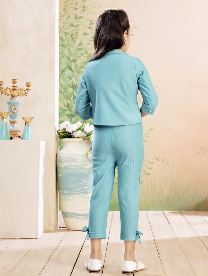 girls solid top & trouser co-ord set - 22026330 - Standard Image - 4