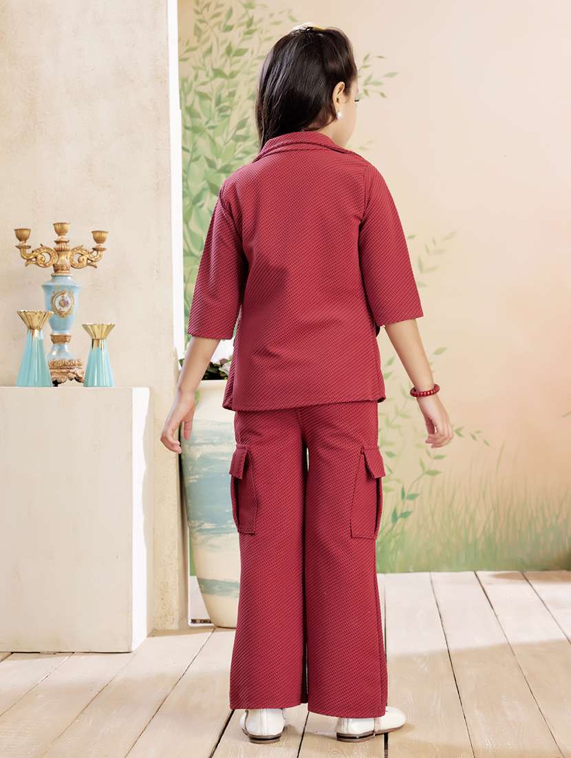 girls solid top & trouser co-ord set - 22026332 -  Standard Image - 4