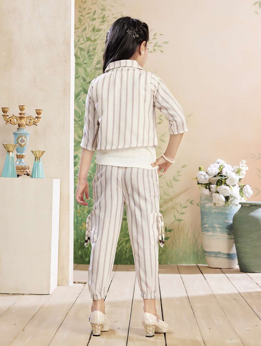 girls striped top & trouser co-ord set - 22026334 -  Standard Image - 4