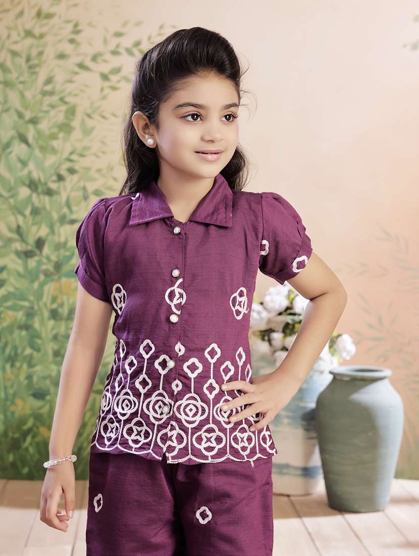 girls embroidered top & palazzo co-ord set - 22026337 -  Standard Image - 1