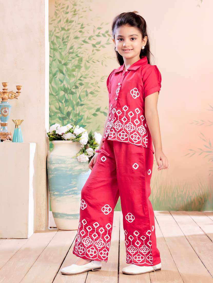 girls embrpidered top & palazzo co-ord set - 22026338 -  Standard Image - 1