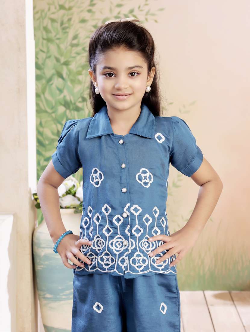 girls embroidered top & palazzo co-ord set - 22026339 -  Standard Image - 1