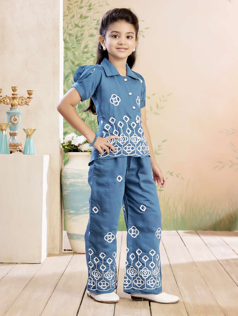 girls embroidered top & palazzo co-ord set - 22026339 -  Standard Image - 4