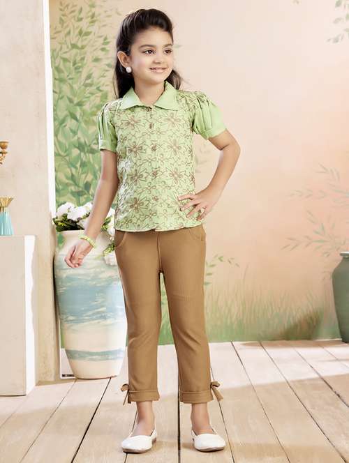 girls printed top & trouser co-ord set - 22026340 - Standard Image - 0