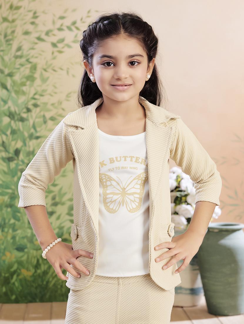 girls solid top & trouser co-ord set - 22026343 -  Standard Image - 1