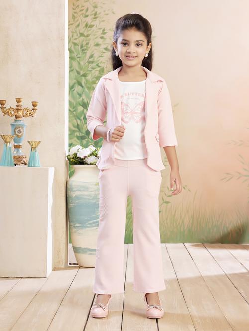 girls solid top & trouser co-ord set - 22026344 -  Standard Image - 0