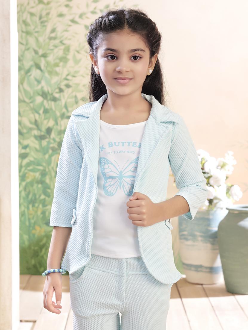 girls solid top & trouser co-ord set - 22026345 -  Standard Image - 1