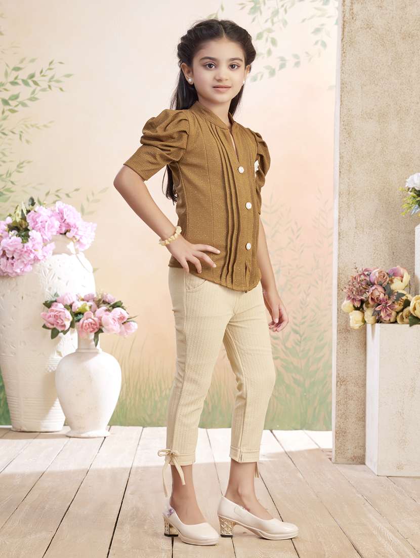 girls solid top & trouser co-ord set - 22026346 - Standard Image - 4