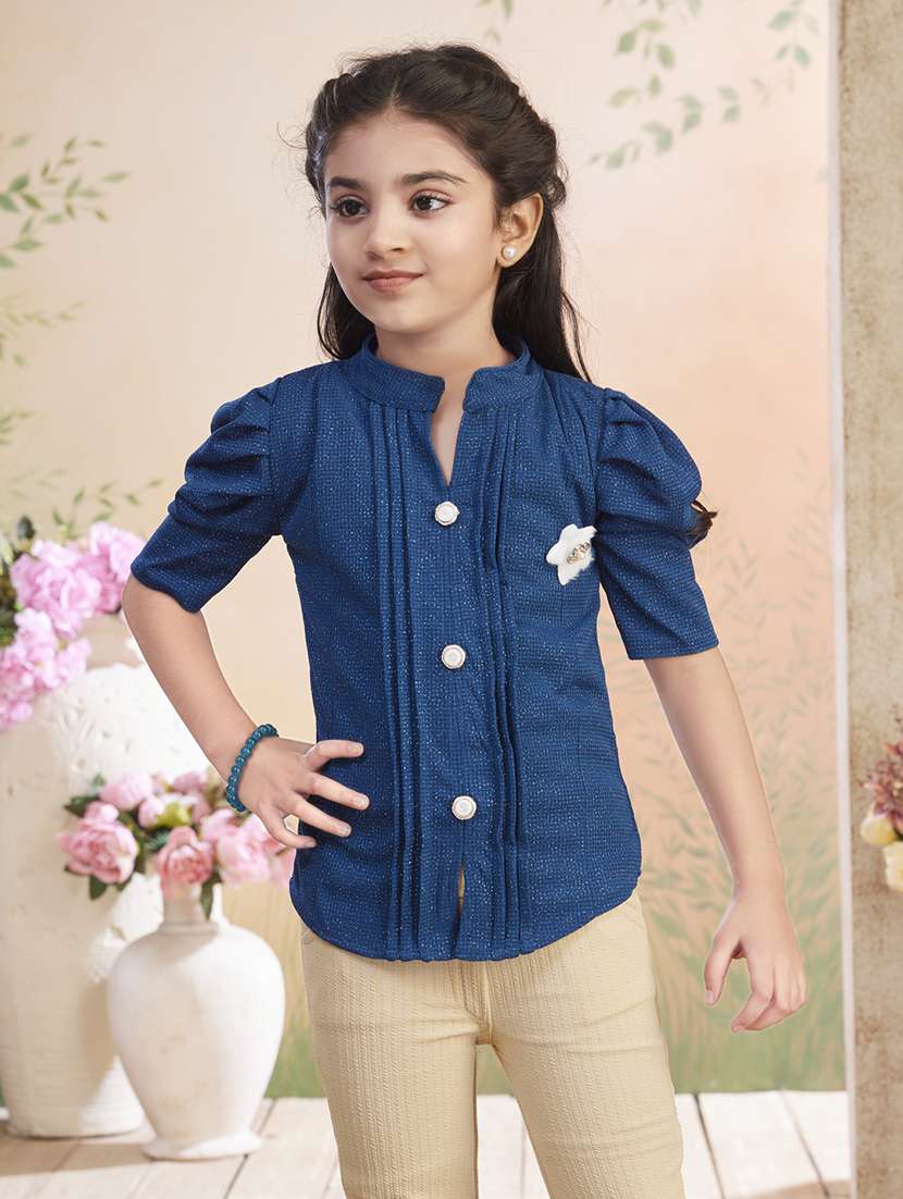 girls solid top & trouser co-ord set - 22026347 -  Standard Image - 1