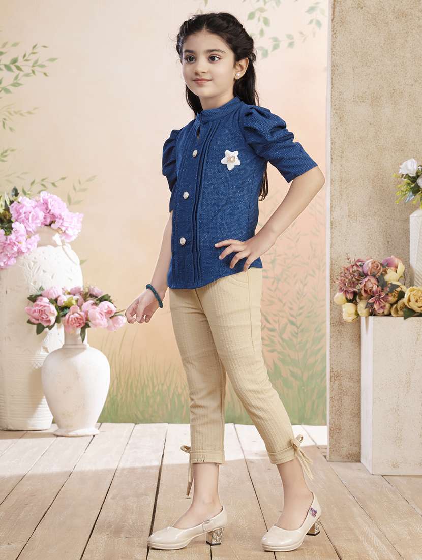 girls solid top & trouser co-ord set - 22026347 -  Standard Image - 4