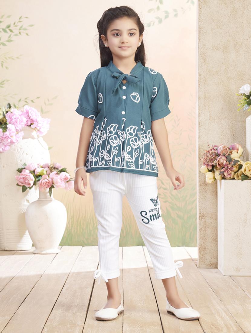 girls embroidered top & trouser co-ord set