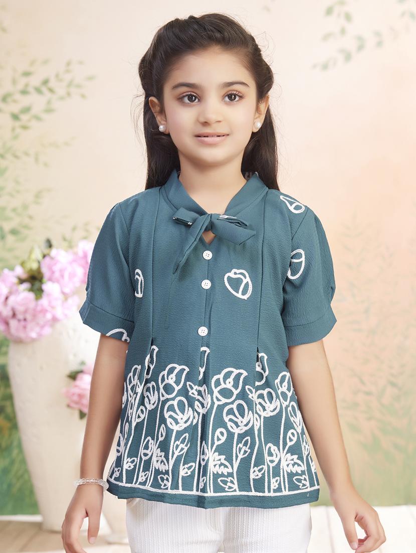 girls embroidered top & trouser co-ord set - 22026349 -  Standard Image - 1