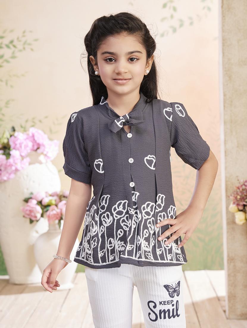 girls embroidered top & trouser co-ord set - 22026350 -  Standard Image - 1