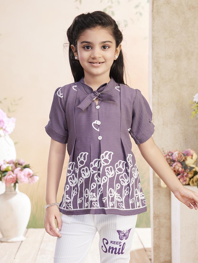 girls embroidered top & trouser co-ord set - 22026351 -  Standard Image - 1