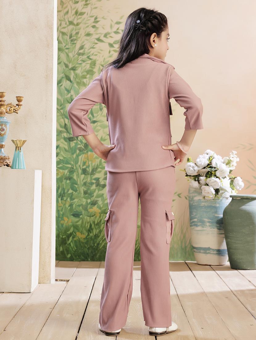 girls solid top & trouser co-ord set - 22026353 - Standard Image - 4