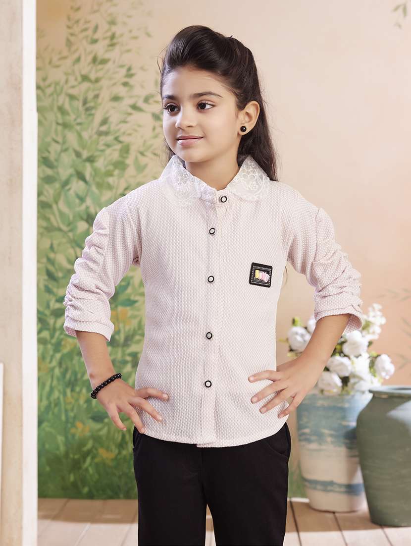 girls solid top & trouser co-ord set - 22026356 -  Standard Image - 1
